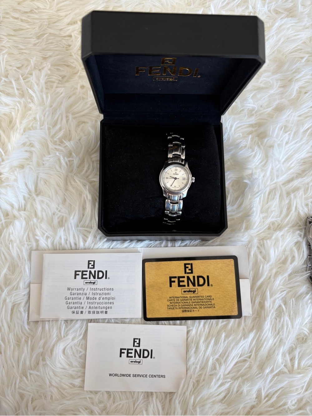 Fendi Silver Stainless Steel Women's Watch with Bracelet Band 210L